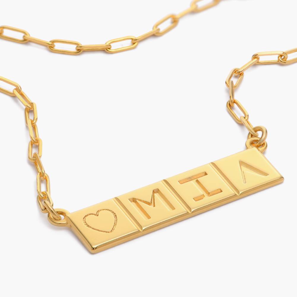 Chocolate Bar Initials Necklace -Gold Vermeil-2 product photo