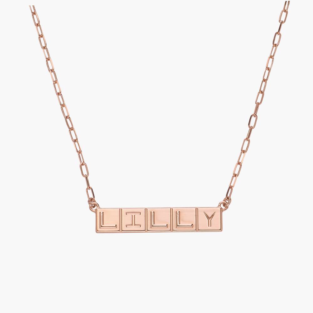 Chocolate Bar Initials Necklace - Rose Gold Vermeil-2 product photo