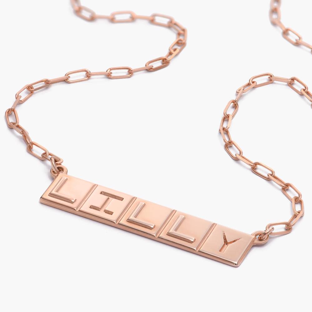 Chocolate Bar Initials Necklace - Rose Gold Vermeil-1 product photo