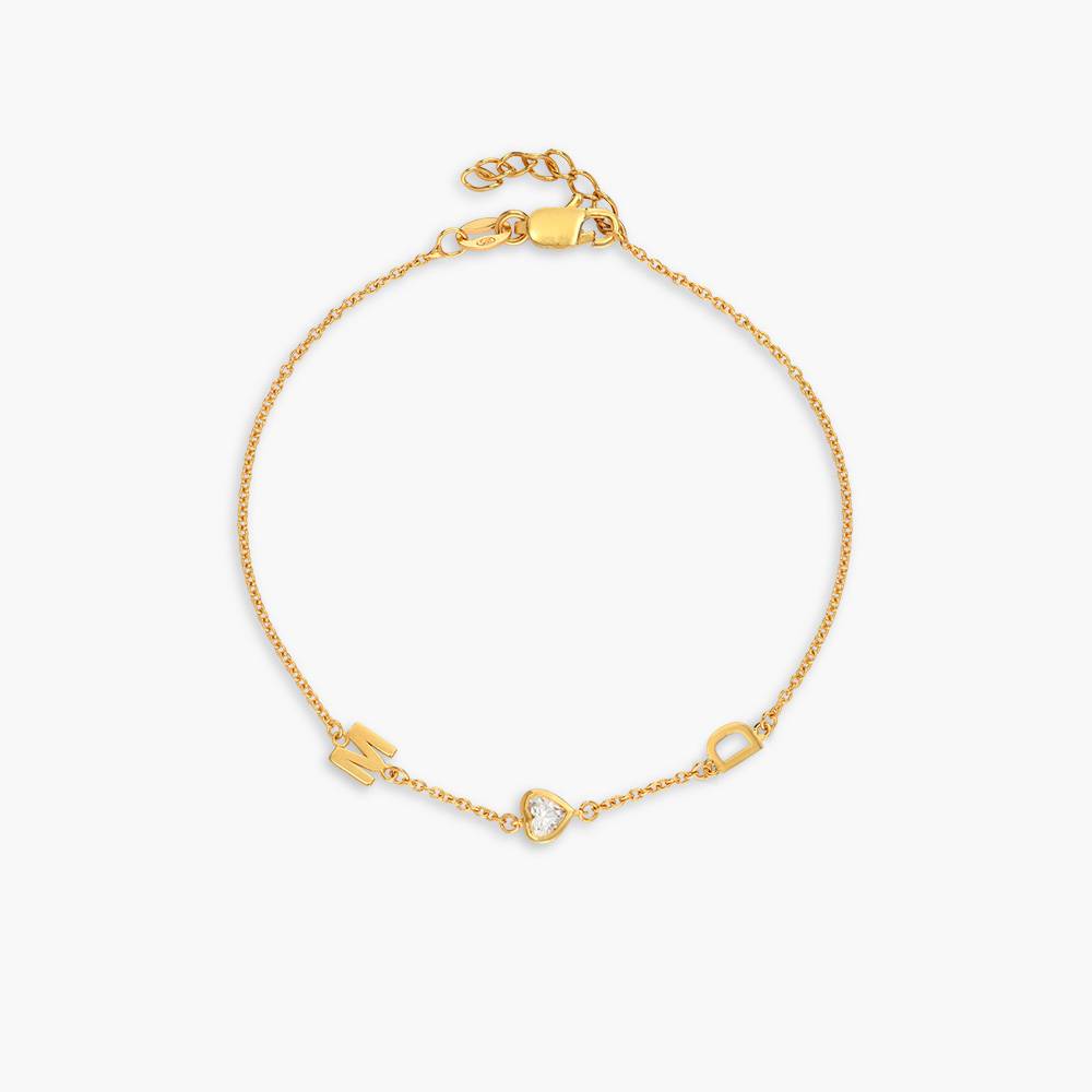 Inez Initial Bracelet/anklet With 0.2 Ct Heart Diamond Shape- Gold Vermeil product photo