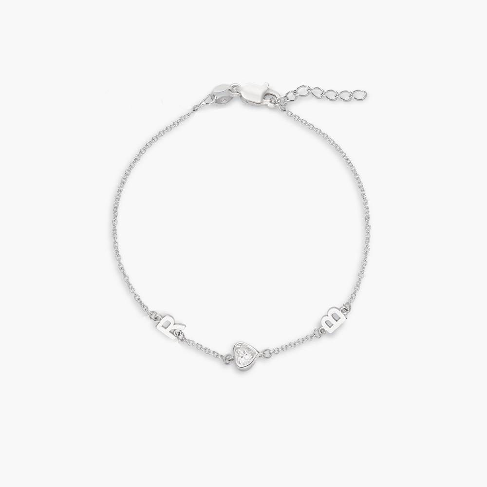 Inez Initial Bracelet/anklet With 0.2 Ct Heart Diamond Shape- Silver-1 product photo