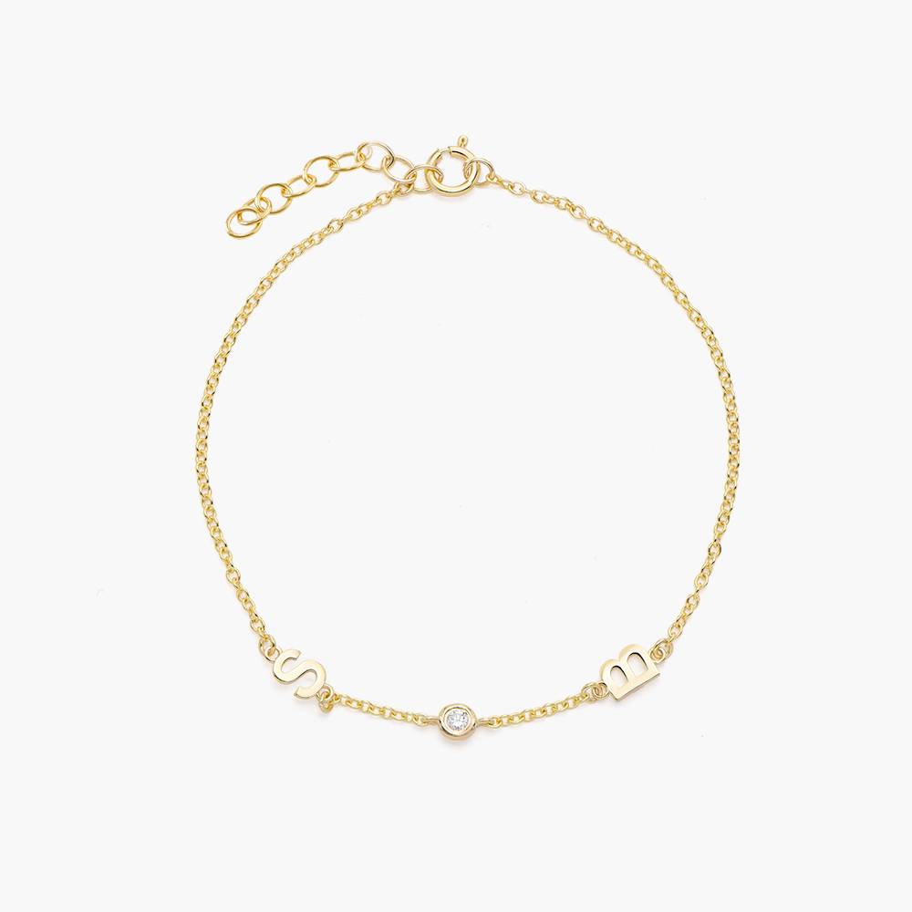 Inez Initial Bracelet/Anklet with Diamond - 14K Solid Gold product photo
