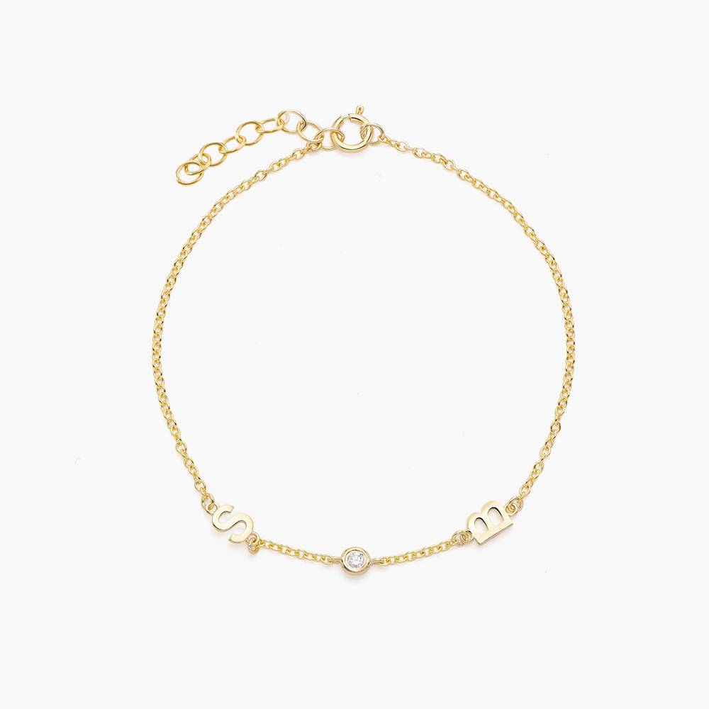 Inez Initial Bracelet/Anklet with Diamond - 14K Solid Gold - Oak & Luna