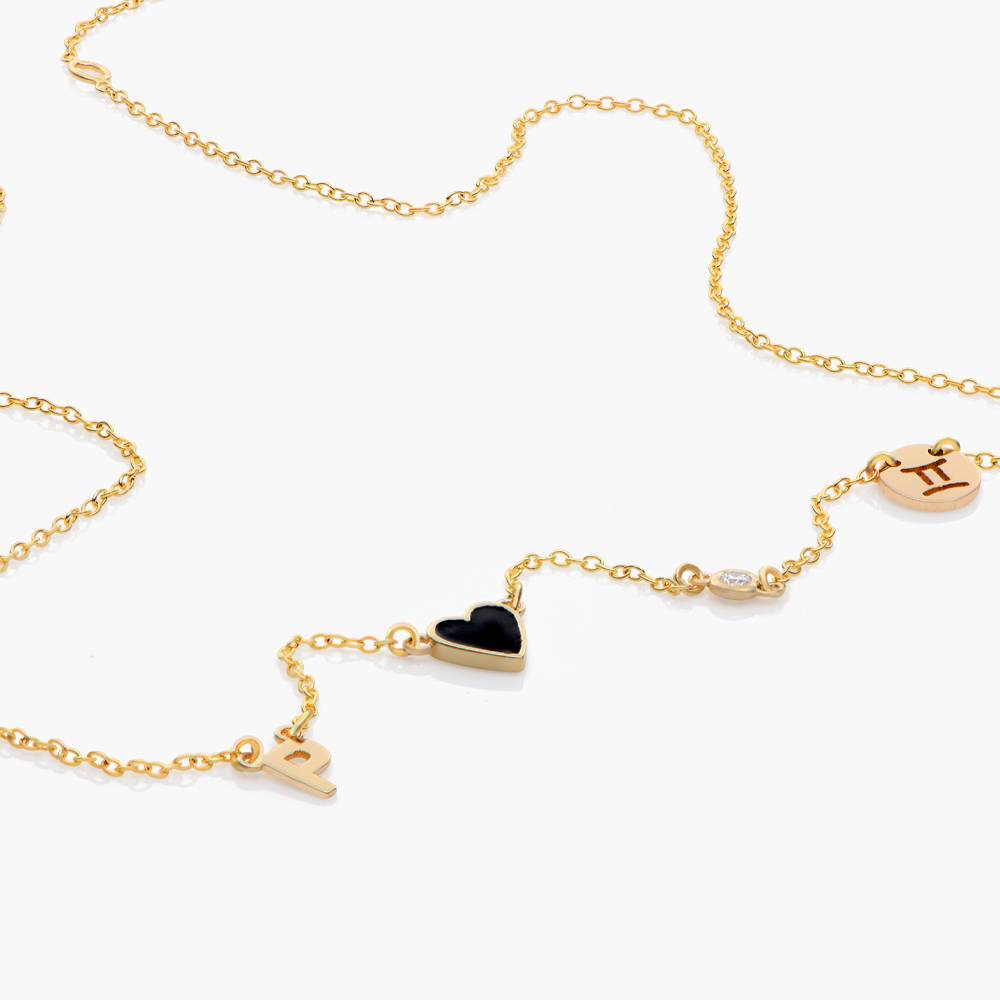 Inez Initial Black Heart Necklace With Premium Diamond - 10K Solid Gold-4 product photo