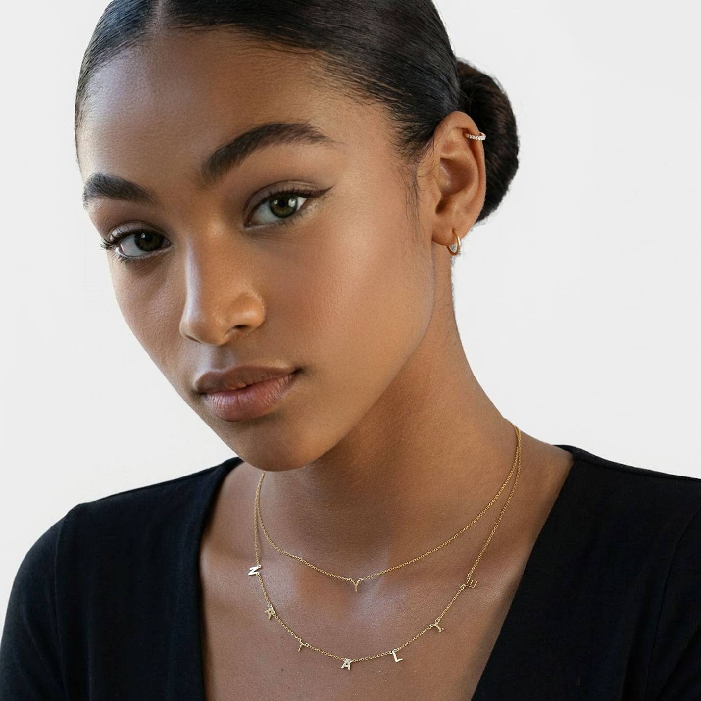 Inez Initial Necklace - 10K Solid Gold-3 product photo