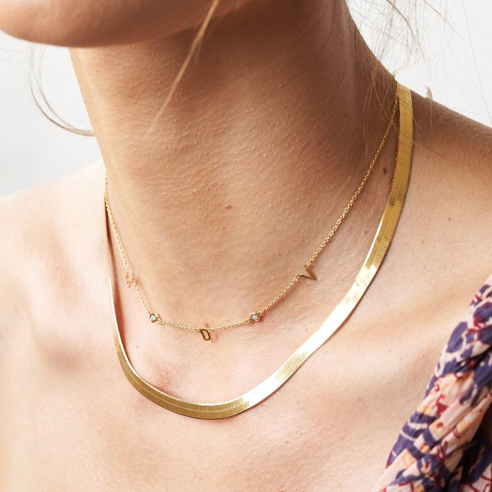 Inez Initial Necklace with Diamond - Gold Plated