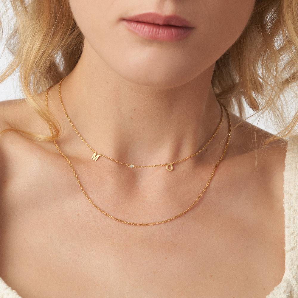 Inez Initial Necklace with Diamond - Gold Plated-3 product photo