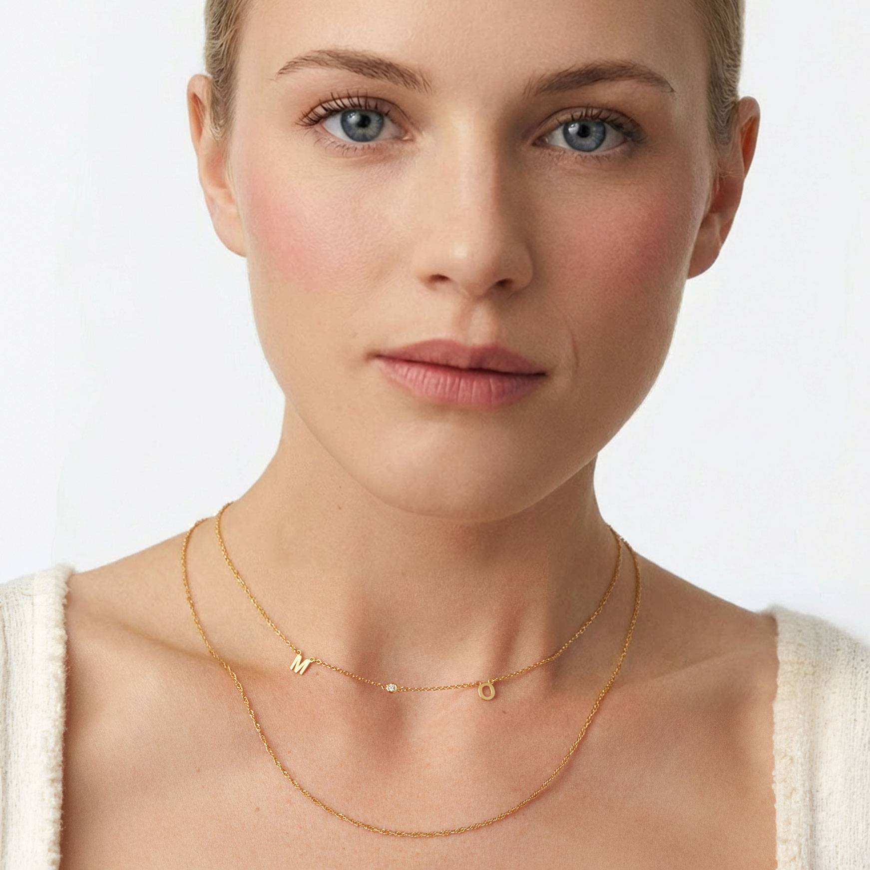 Inez Initial Necklace with Diamonds - Gold Plated-3 product photo
