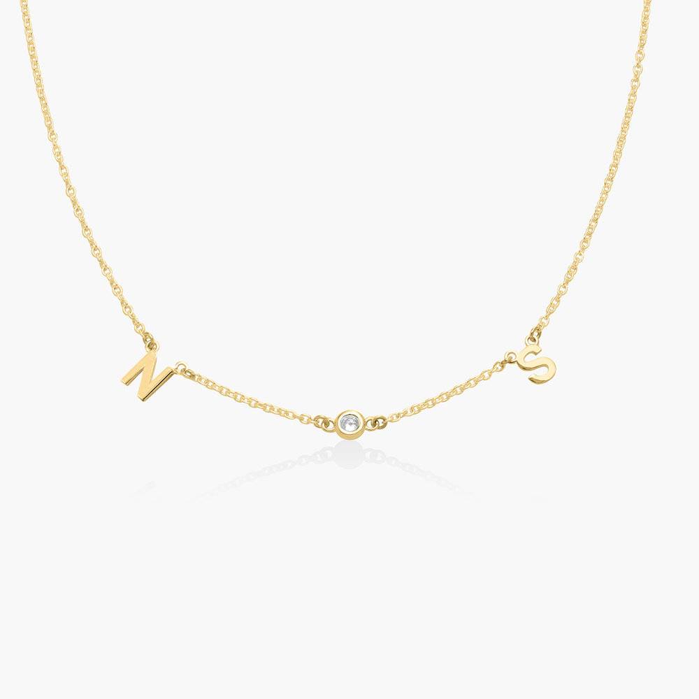 Inez Initial Necklace with Diamond - Gold Plated