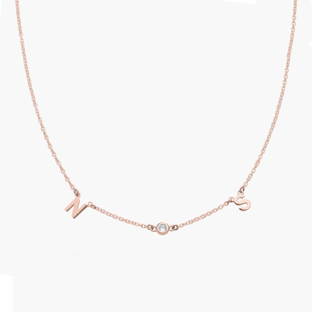 Inez Initial Necklace with Diamonds - Rose Gold Vermeil product photo