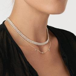 ブレスレット LESS IS MORE silver initial necklace Inez Initial Necklace with Diamonds - Silver - Oak & Luna