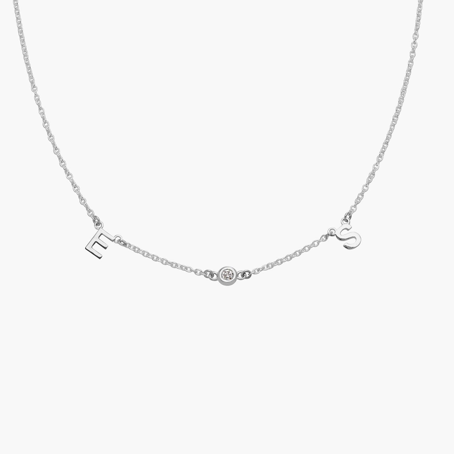 Inez Initial Necklace with Diamonds - Silver-4 product photo
