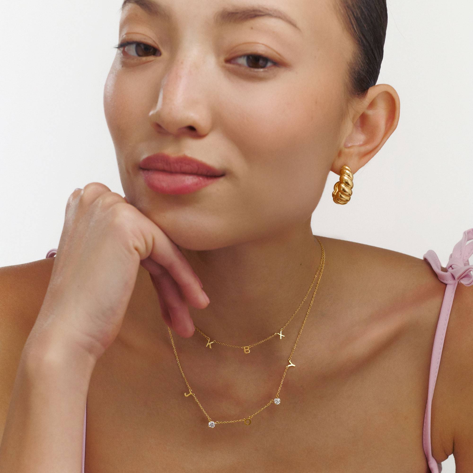 Inez Initial Necklace With 0.3 ct Premium Diamond - Gold Vermeil-2 product photo