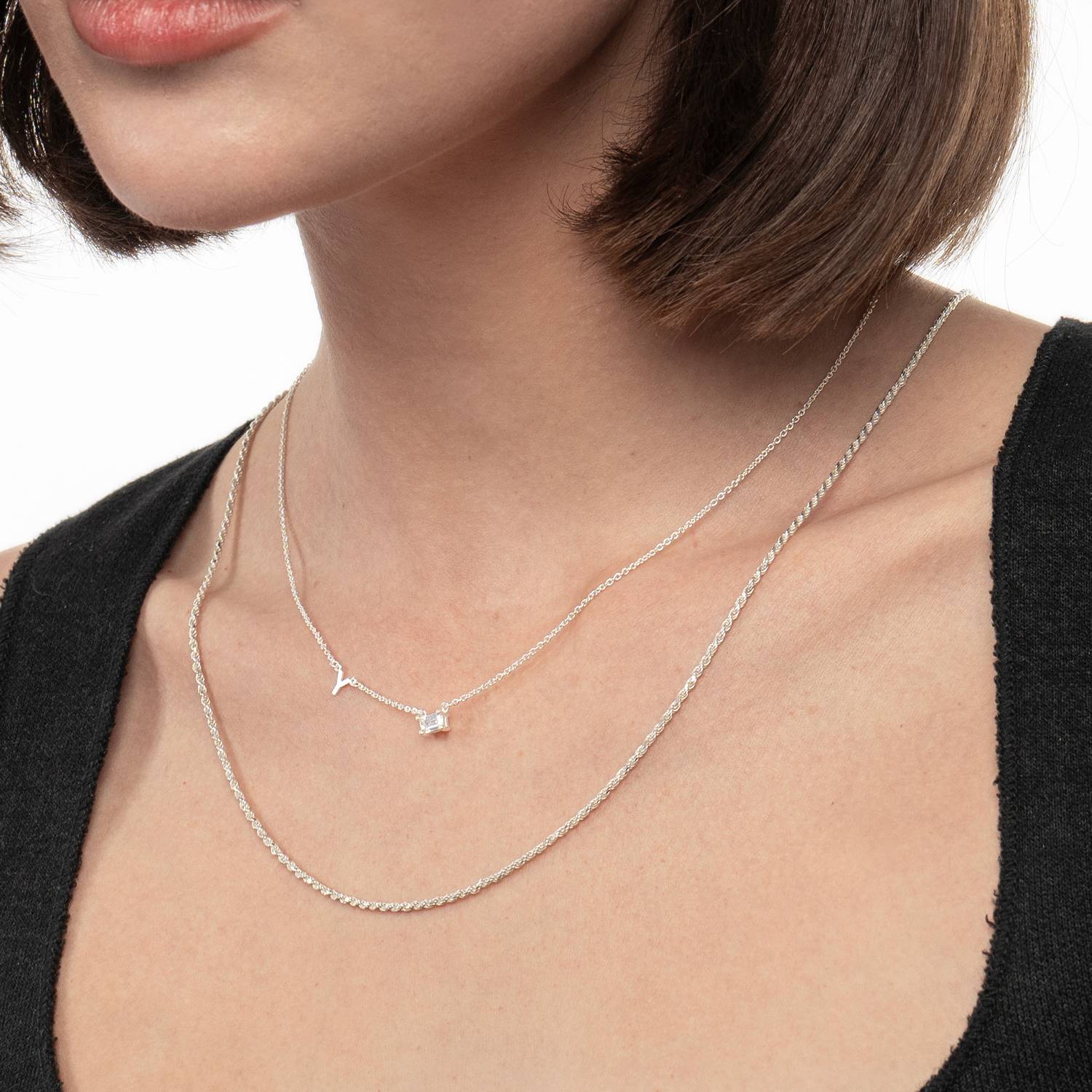 Inez Initial Necklace With 0.3 ct Premium Diamond - Silver-5 product photo