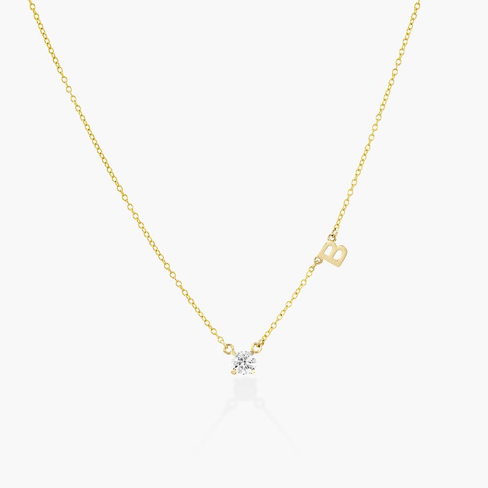 Inez Initial Necklace With 0.3 ct Premium Diamond - Solid Gold-1 product photo