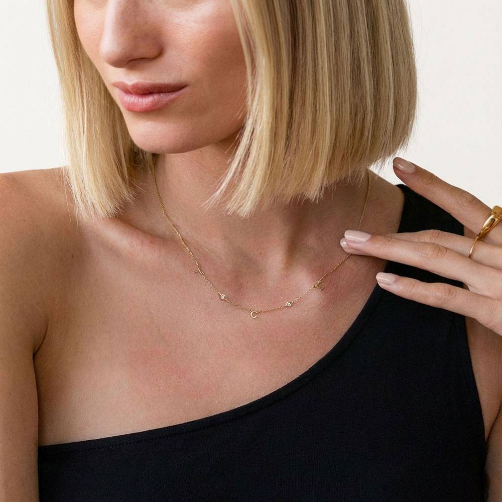 Inez Initial Necklace with Diamonds - 10K Solid Gold-2 product photo