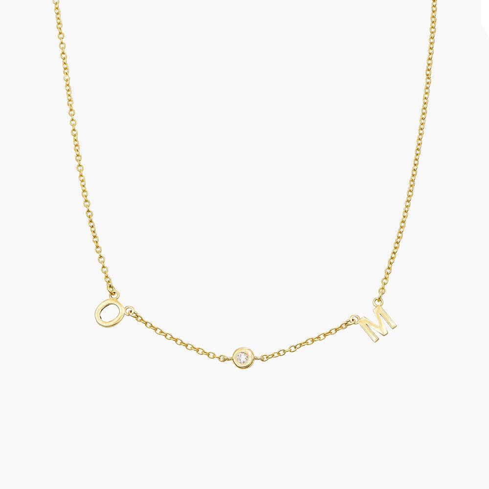 Inez Initial Necklace with Diamonds - 14K Solid Gold-5 product photo