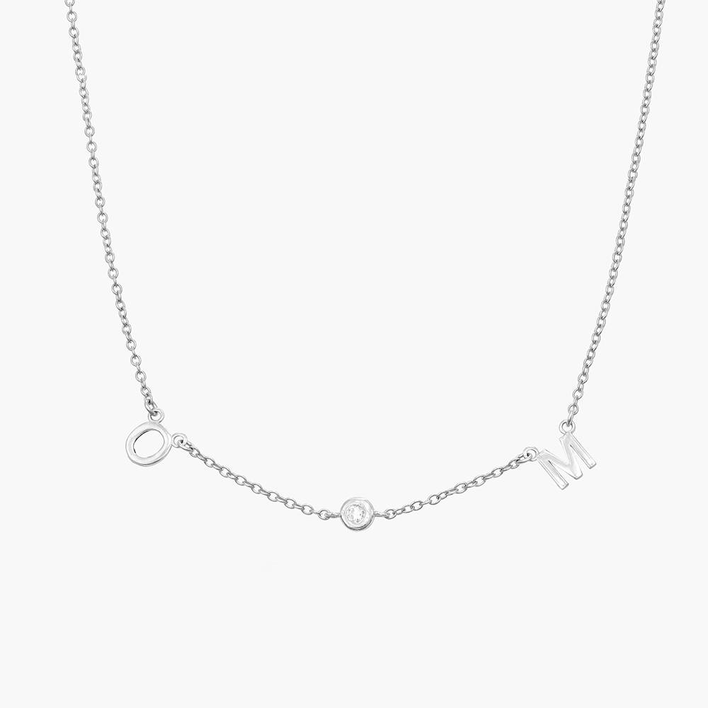 Inez Initial Necklace With Diamonds - 14k White Solid Gold product photo
