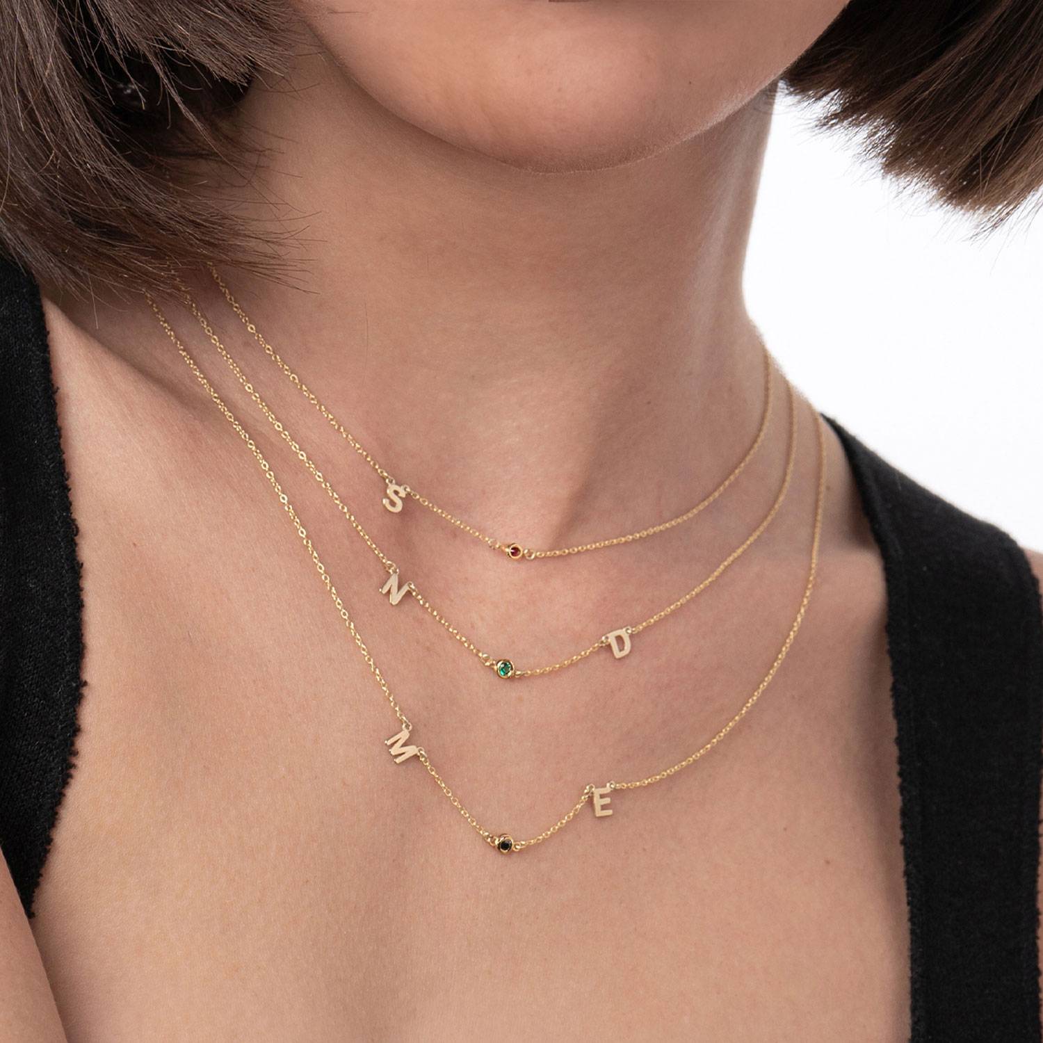 Inez Initial Necklace With Gemstones - 10k Solid Gold-3 product photo