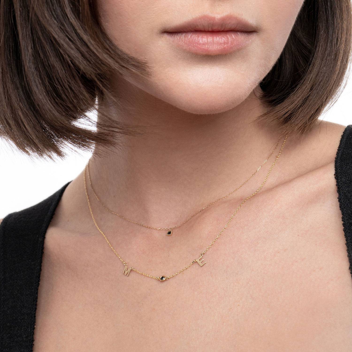 Inez Initial Necklace With Gemstones - 10k Solid Gold-2 product photo