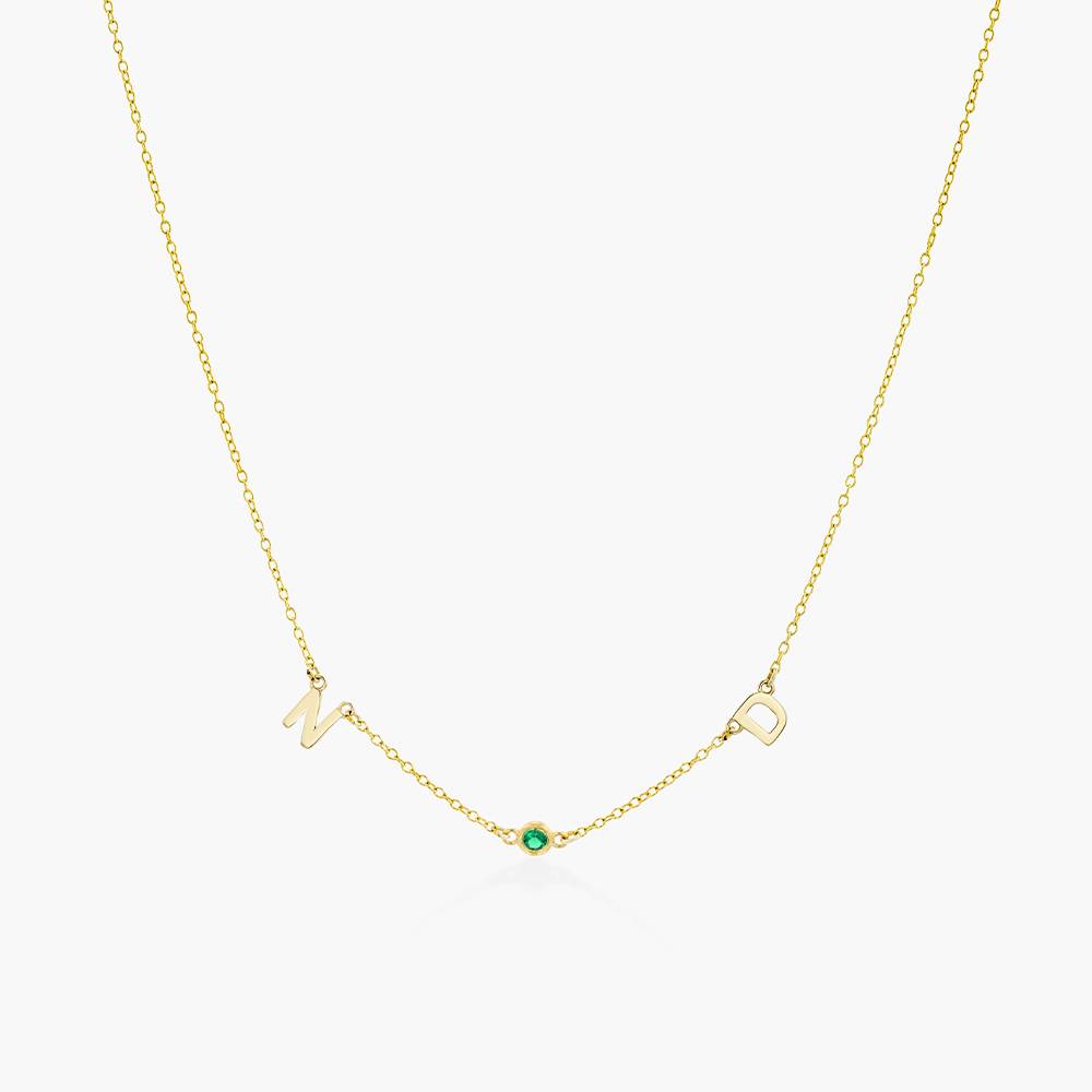 Inez Initial Necklace With Gemstones - 14k Solid Gold product photo