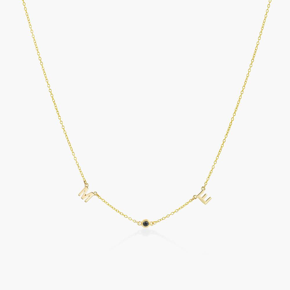 Inez Initial Necklace With Gemstones - 14k Solid Gold-5 Inez Initial Necklace With Gemstones - 14k Solid Gold-5 product photo