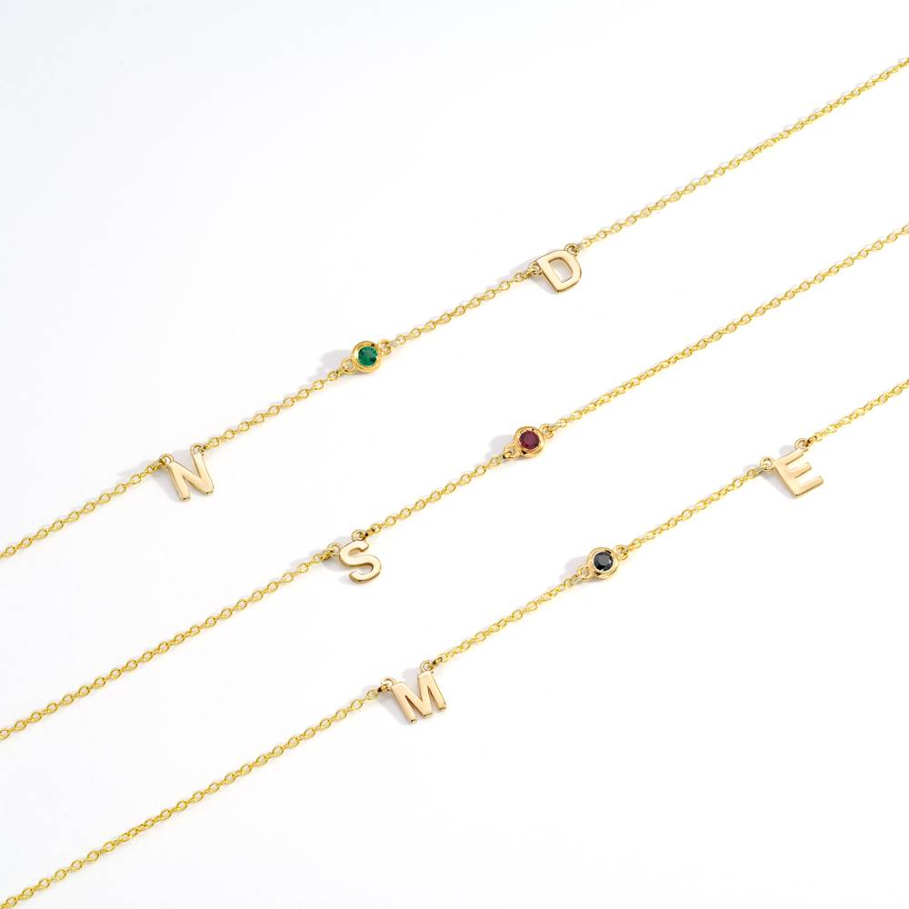 Inez Initial Necklace With Gemstones - 10k Solid Gold-5 product photo