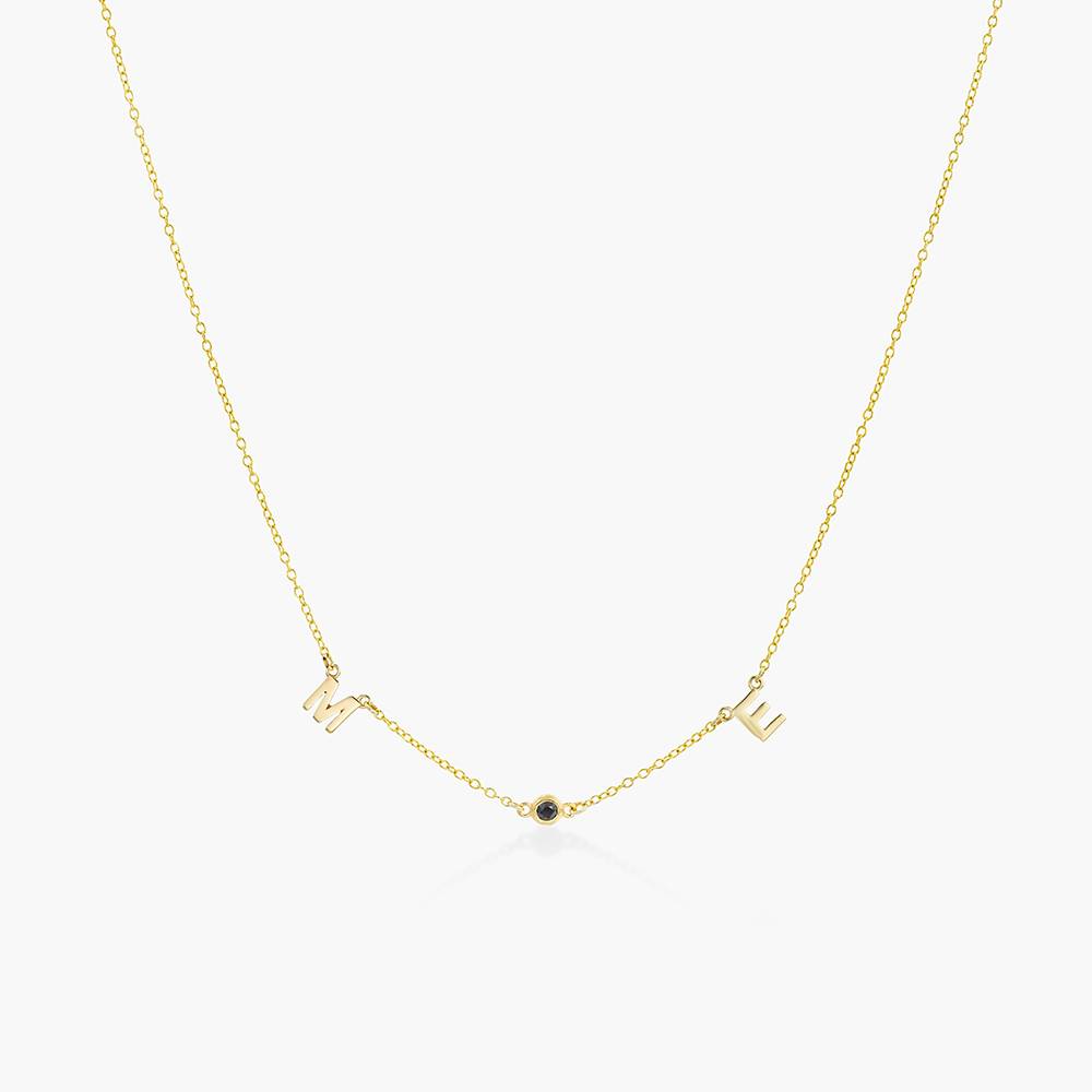 Inez Initial Necklace With Gemstones  - 14k Solid Gold-1 product photo