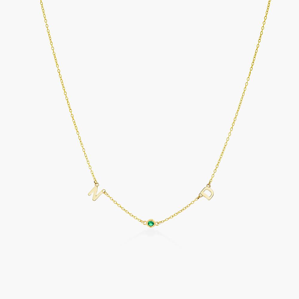 Inez Initial Necklace With Gemstones - 14k Solid Gold product photo