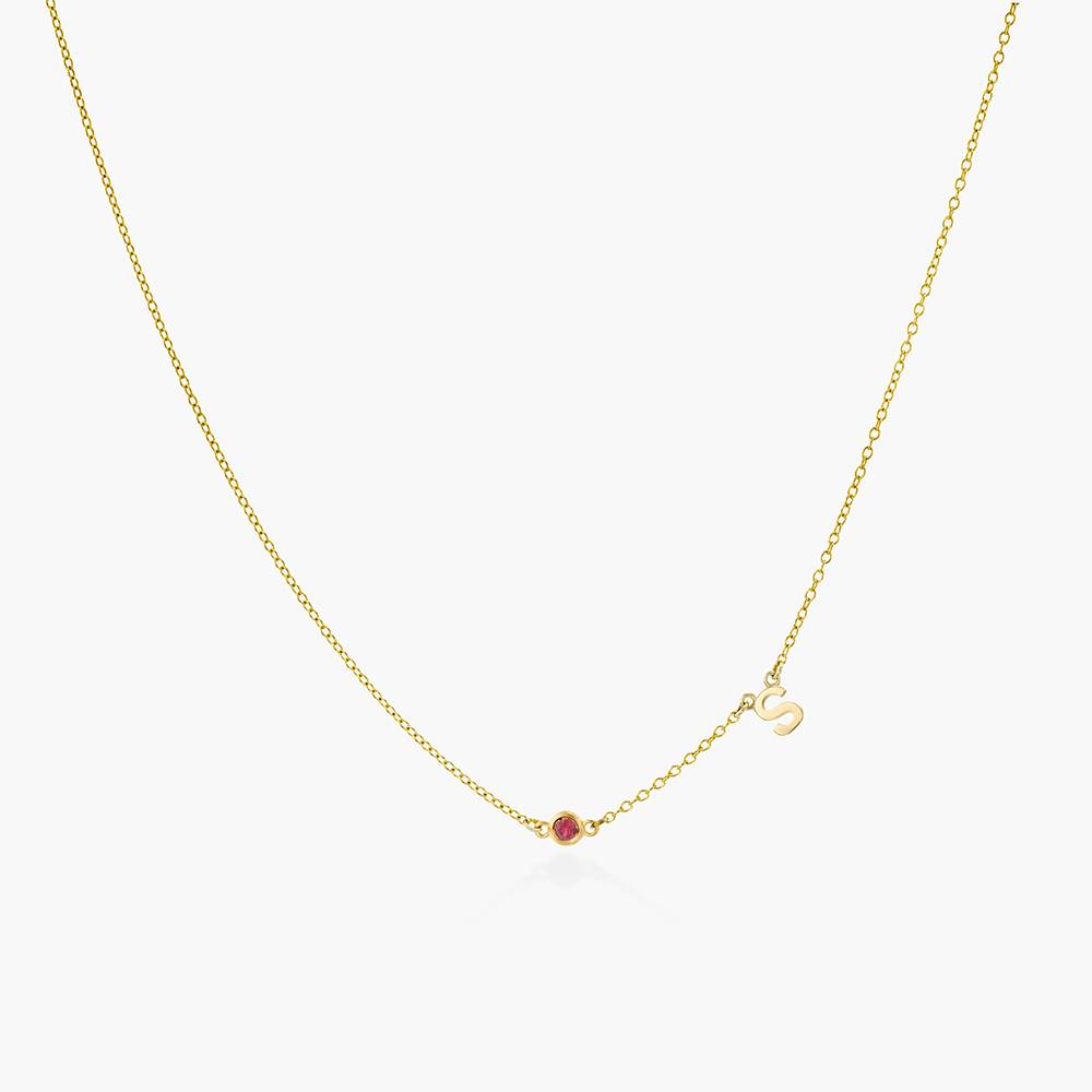 Inez Initial Necklace With Gemstones  - 14k Solid Gold-4 product photo