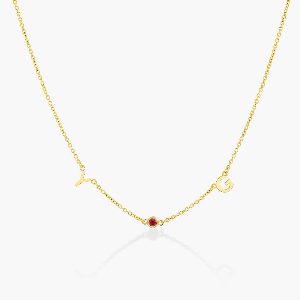 Inez Initial Necklace With Gemstones  - Gold Vermeil-3 product photo