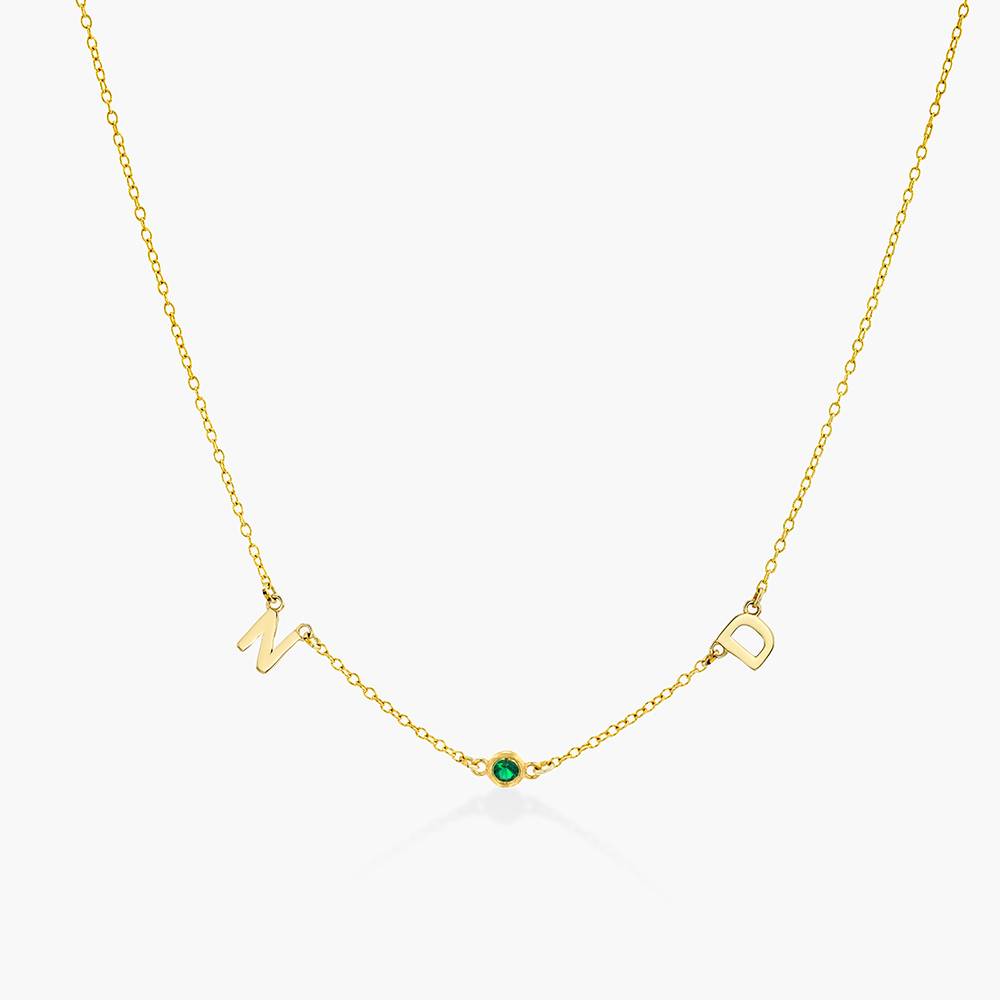 Inez Initial Necklace With Gemstones - Gold Vermeil product photo