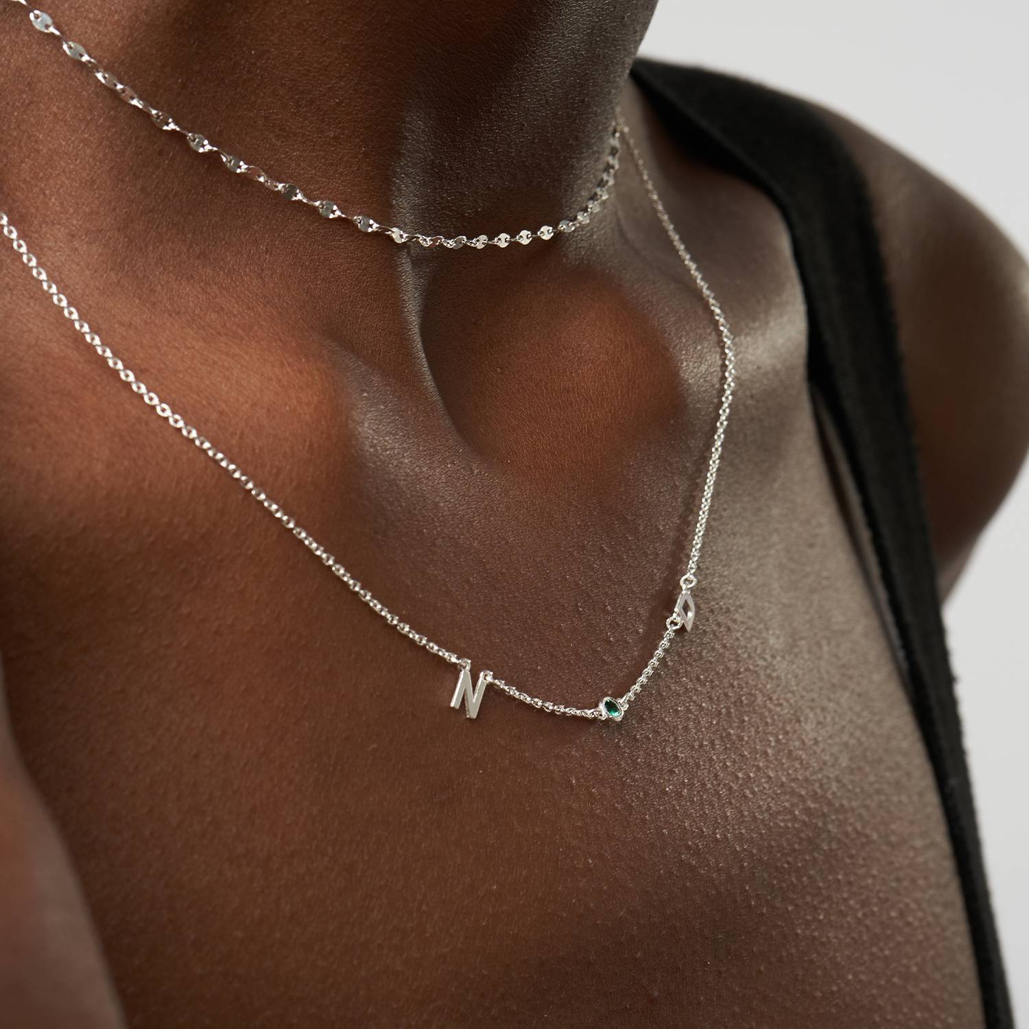 Inez Initial Necklace - Silver - Oak & Luna