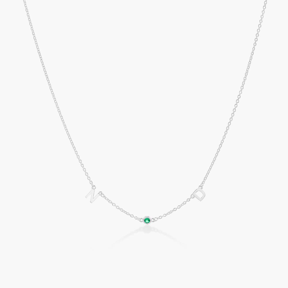 Inez Initial Necklace With Gemstones - Silver