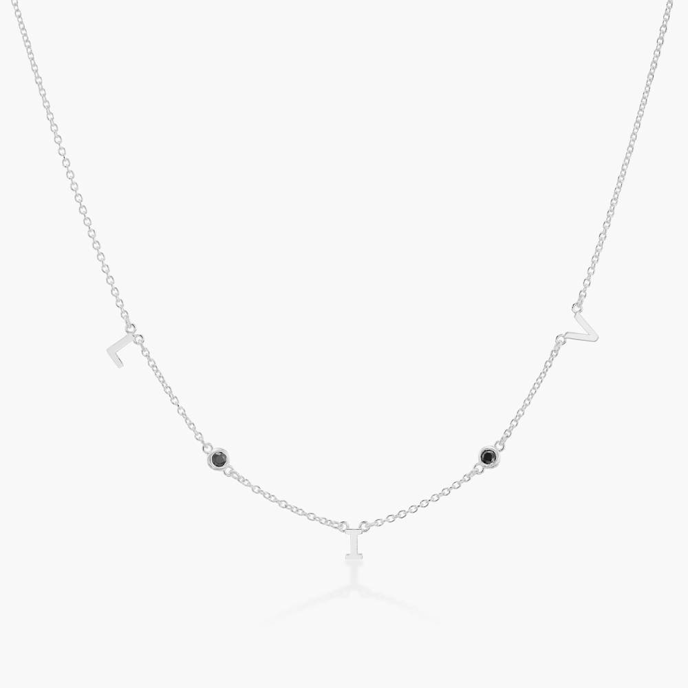 Inez Initial Necklace With Gemstones - Silver-2 product photo