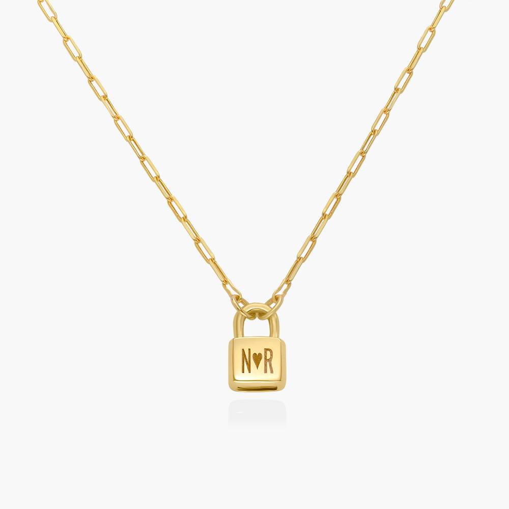 Initial Lock Necklace - 14k Solid Gold-1 product photo