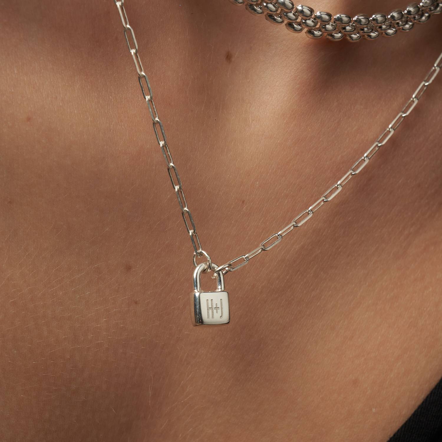 Initial Lock Necklace - Sterling Silver-2 product photo