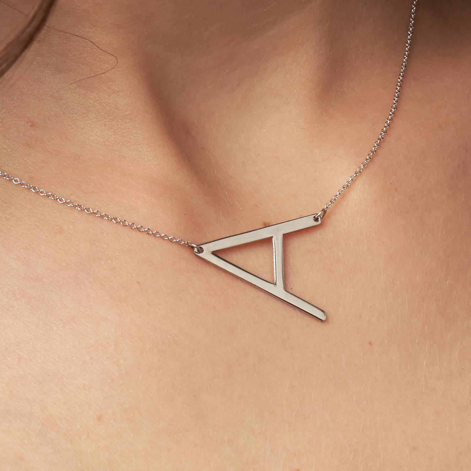 Initial Necklace - 14k White Solid Gold-2 product photo