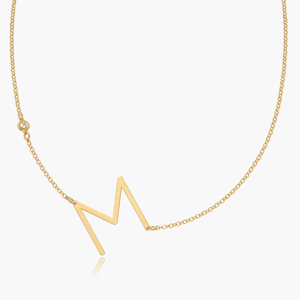 Initial Necklace With Diamond - Gold Vermeil-1 product photo