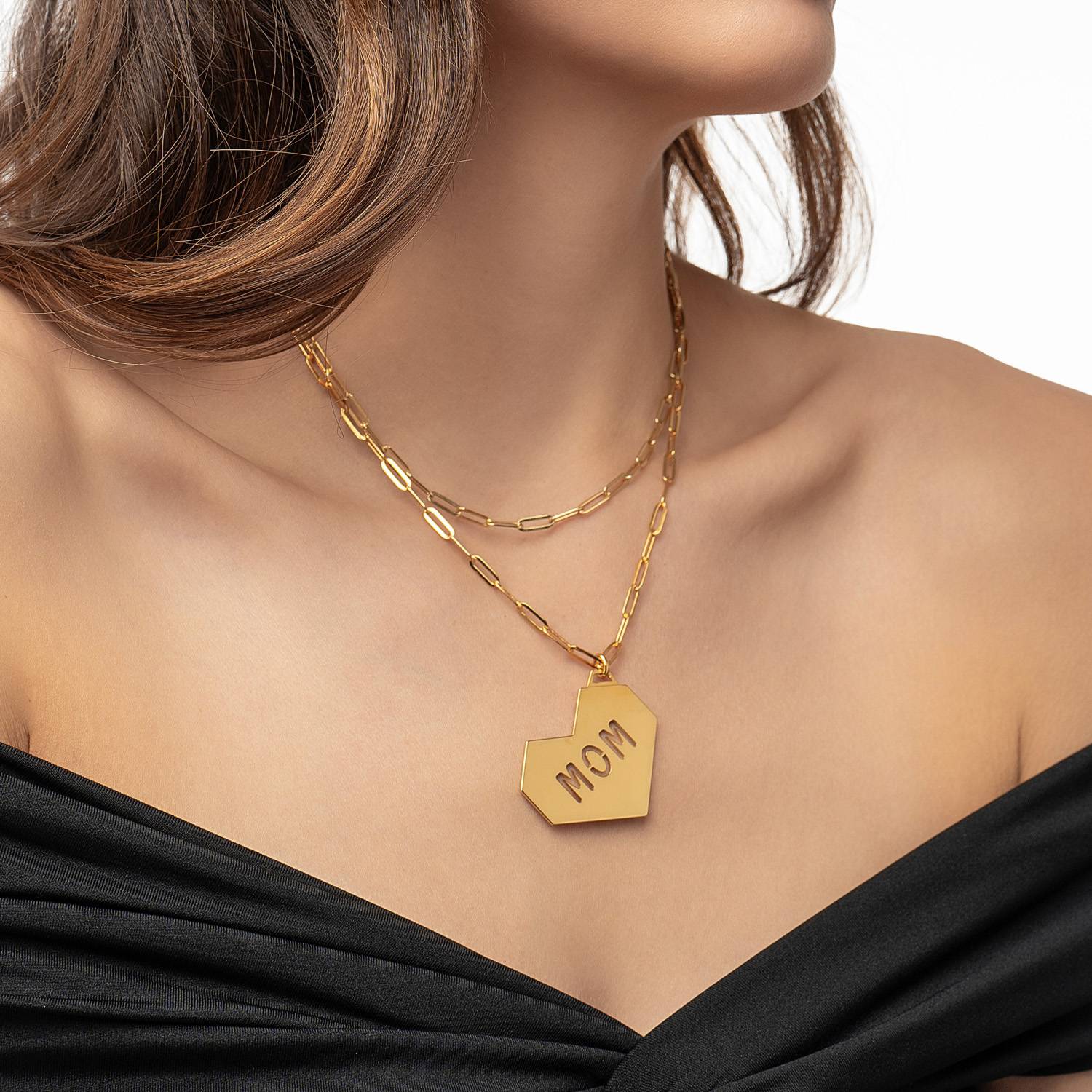 Ivy Big Heart Initials Necklace- Gold Vermeil-1 product photo