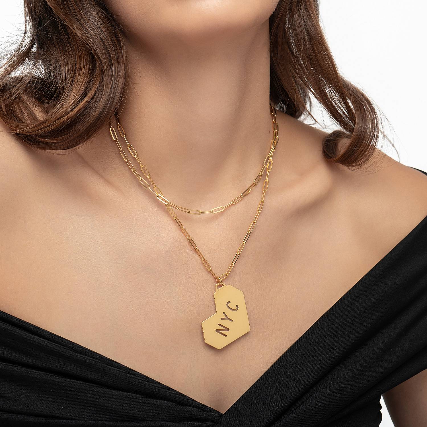 Ivy Big Heart Initials Necklace- Gold Vermeil-3 product photo