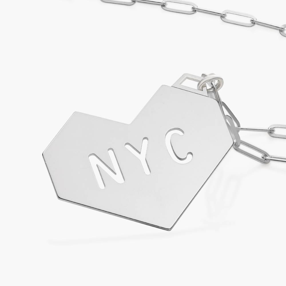 Ivy Big Heart Initials Necklace- Silver-2 product photo