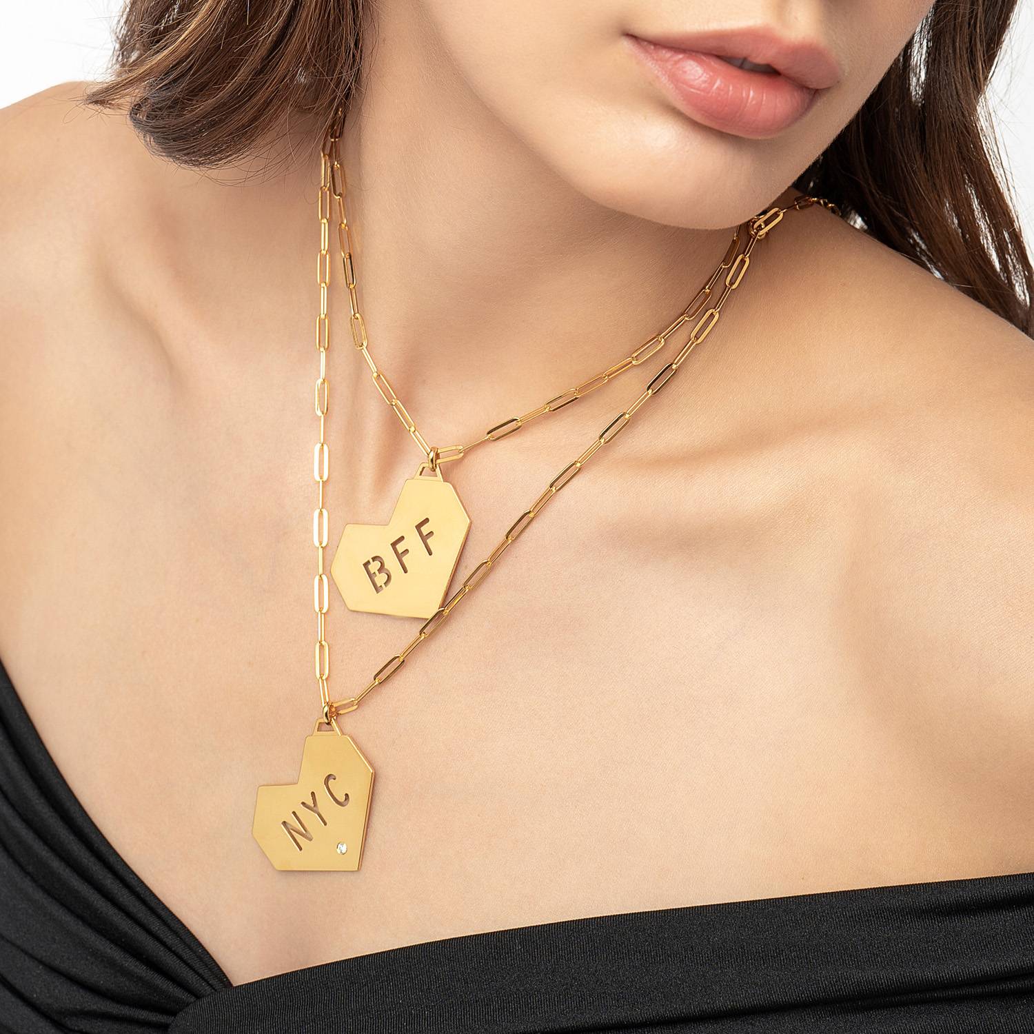 Ivy Big Heart Initials with Diamond- Gold Vermeil-4 product photo