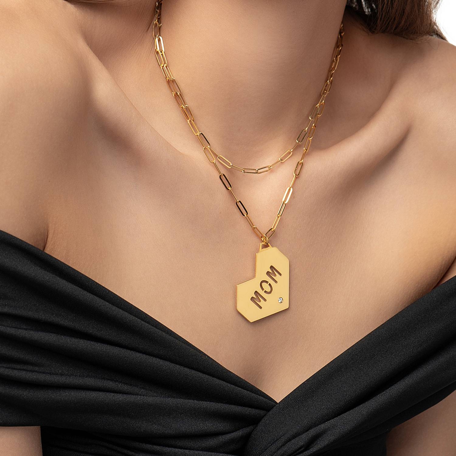 Ivy Big Heart Initials with Diamond- Gold Vermeil-2 product photo