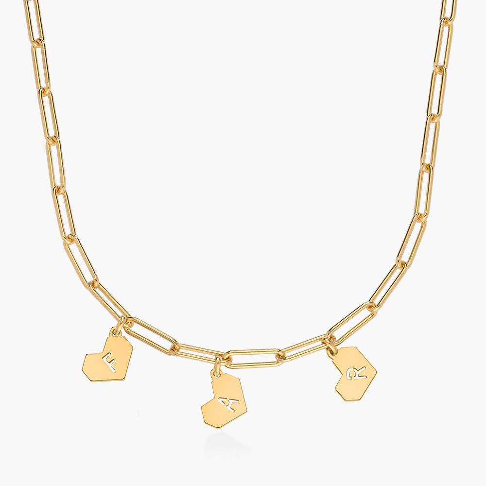 Ivy Mini Heart Initiails Necklace- Gold Vermeil-1 product photo