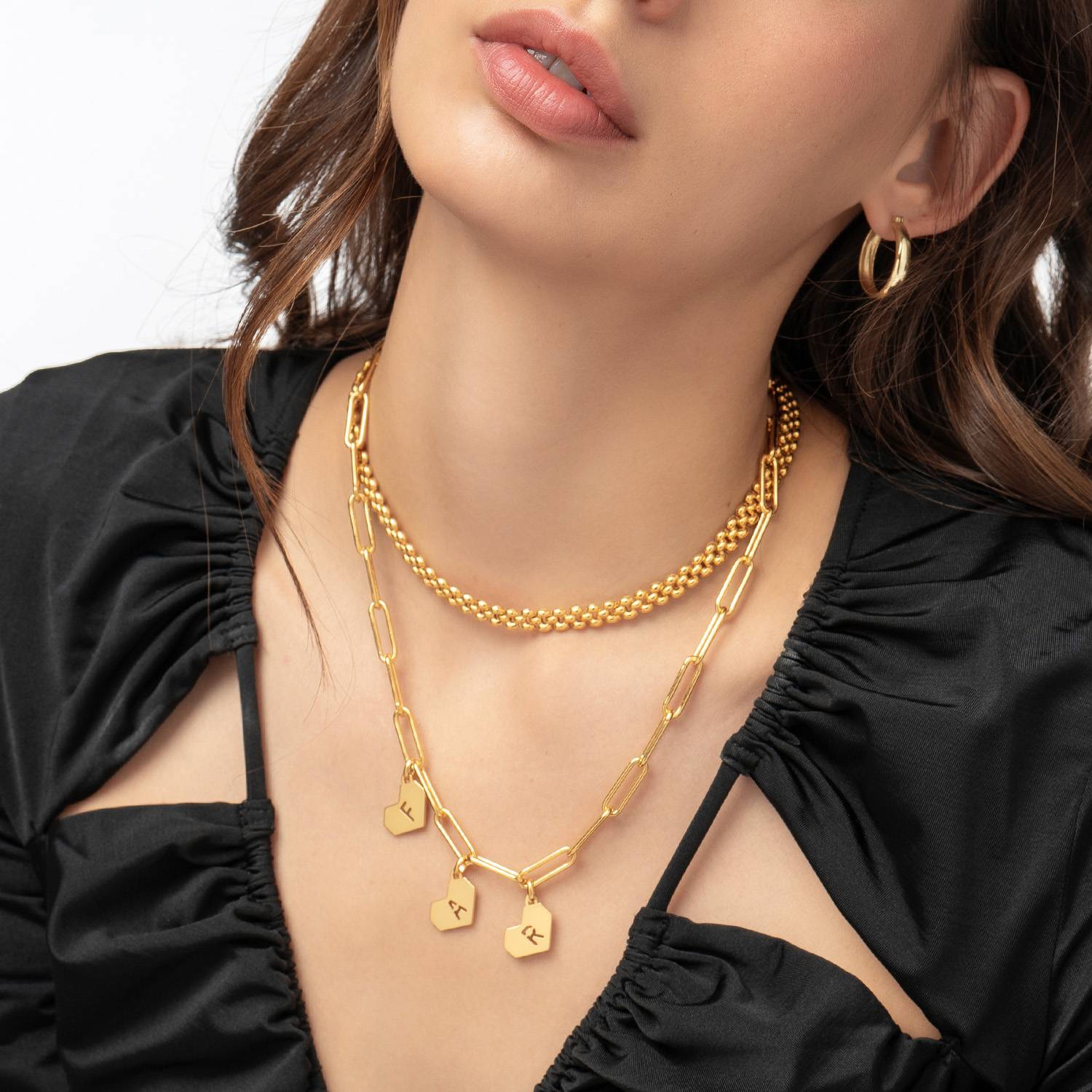 Ivy Mini Heart Initiails Necklace- Gold Vermeil-3 product photo