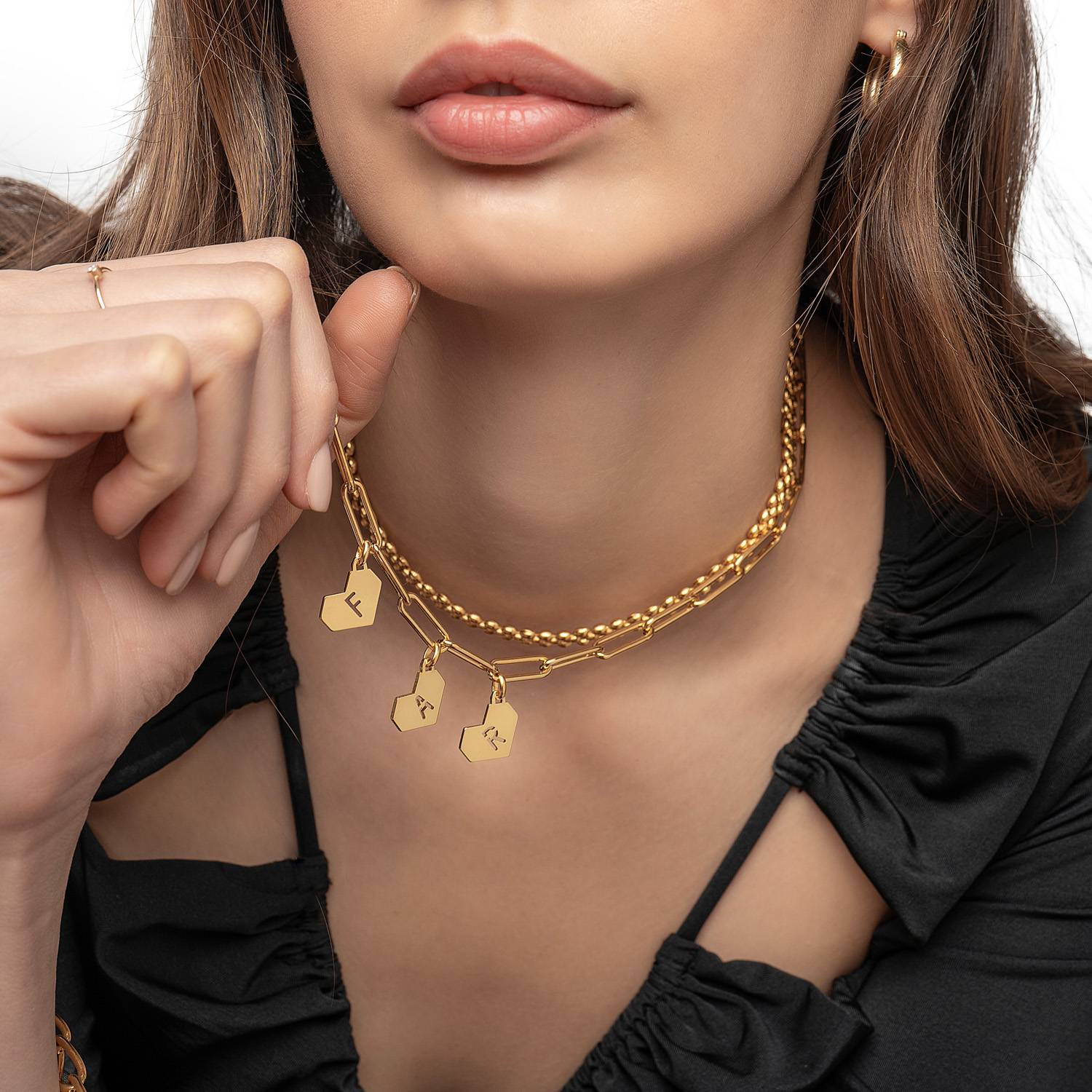 Ivy Mini Heart Initiails Necklace- Gold Vermeil-2 product photo