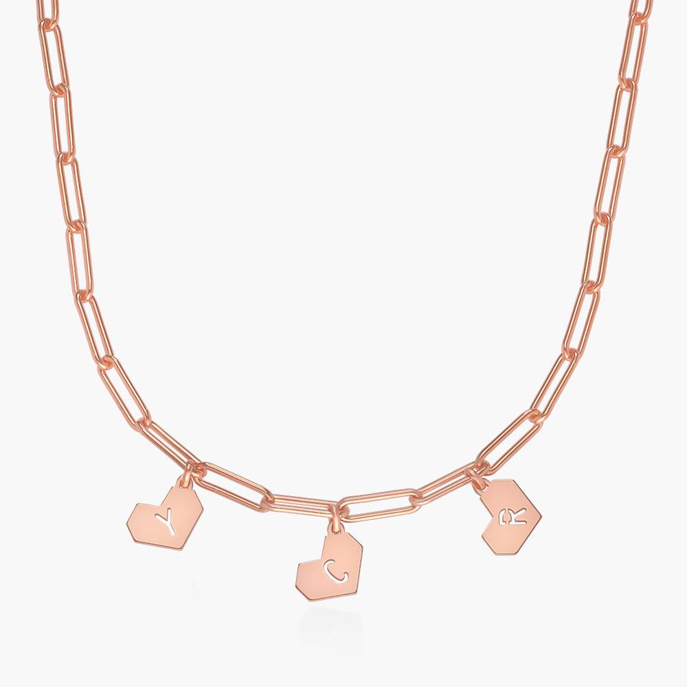 Ivy Mini Heart Initials Necklace- Rose Gold Vermeil-3 product photo