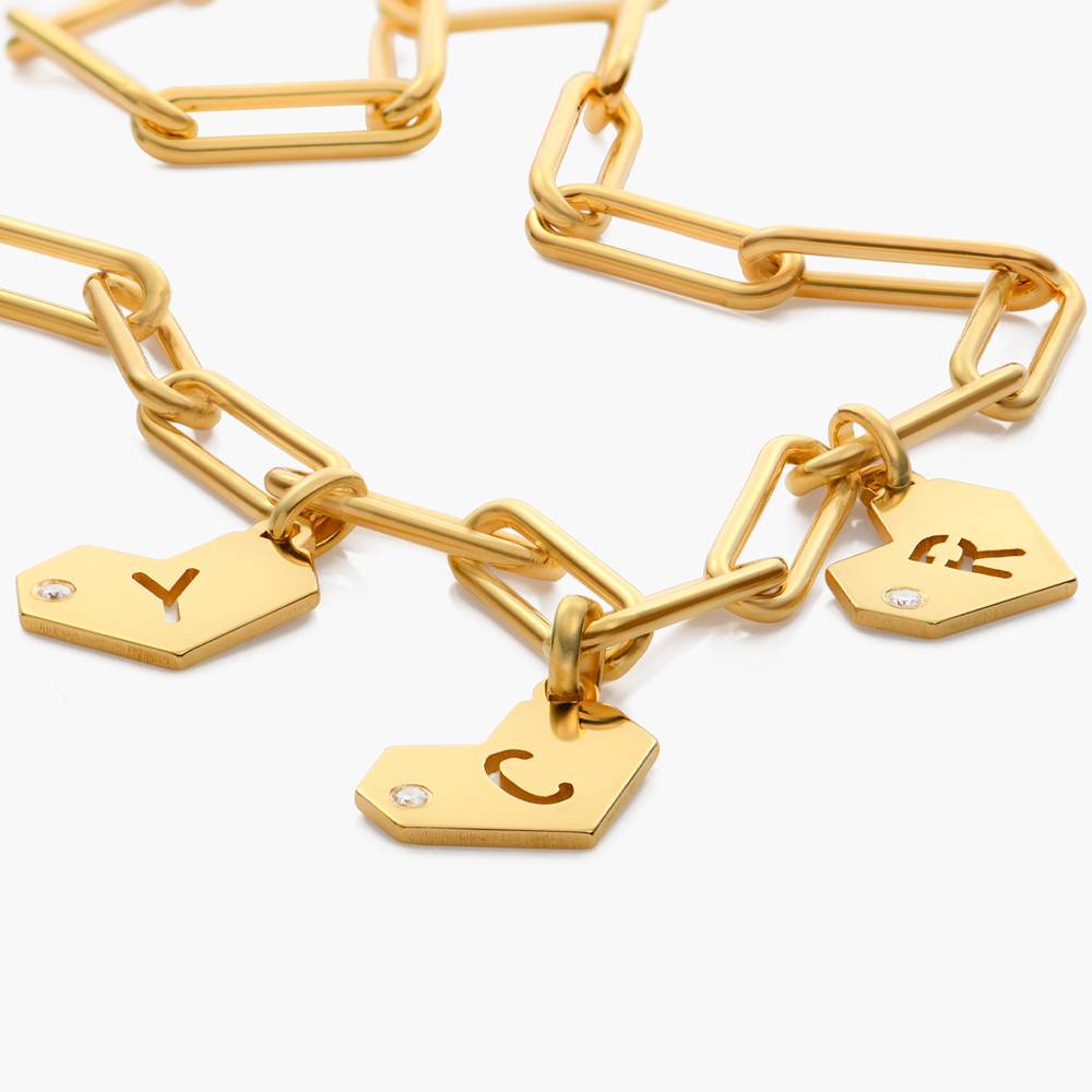 Ivy Mini Heart Initials Necklace with Diamond-Gold Vermeil-3 product photo