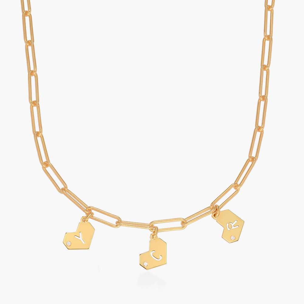 Ivy Mini Heart Initials Necklace with Diamond-Gold Vermeil-2 product photo